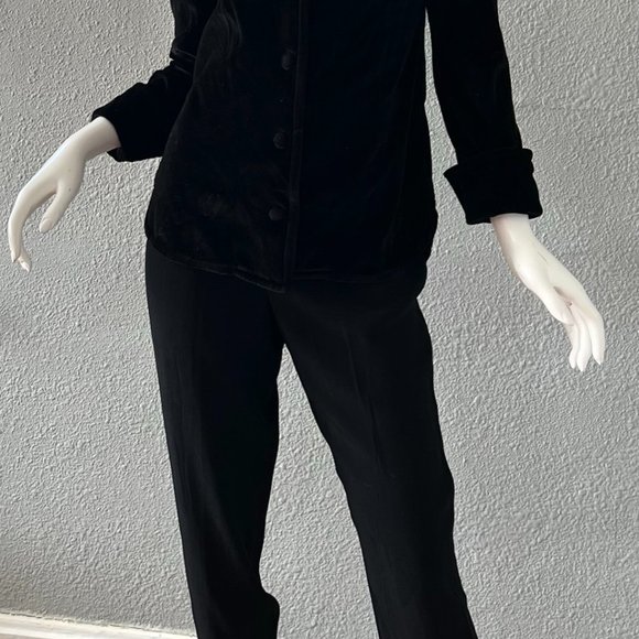 Vintage 70s Black Velvet Mod NEW GIRL Button Disco Blouse Top S - Picture 7 of 13